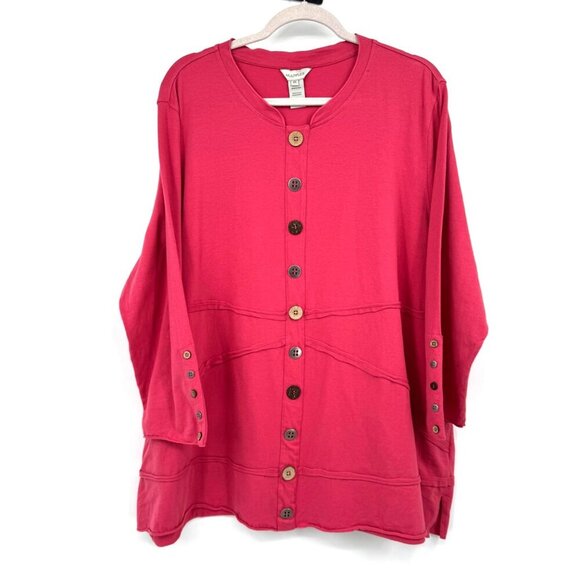 Multiples pink assorted Button raw edge lagenlook art to wear woman’s size 2X - Picture 1 of 9